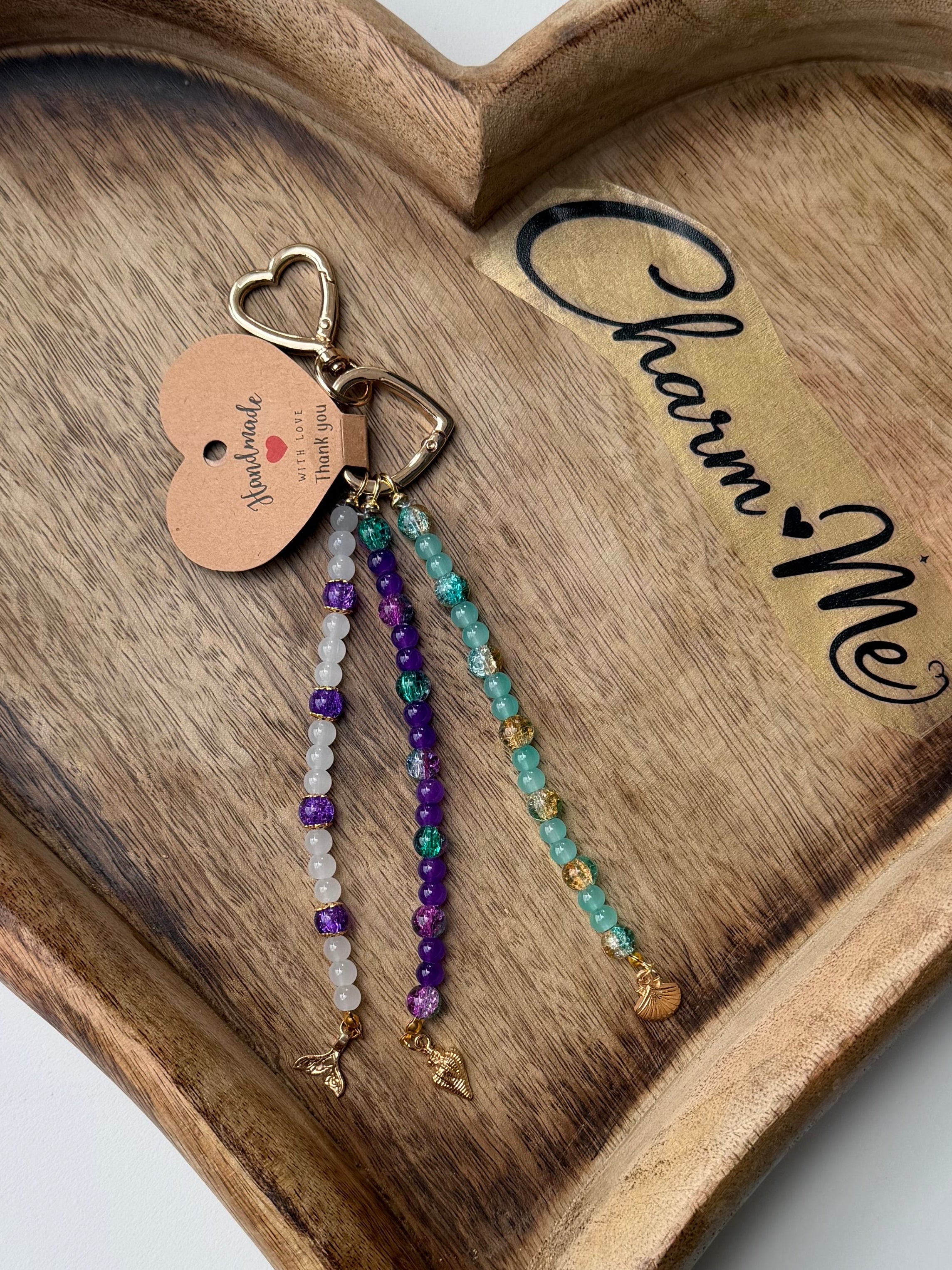 3 Rows Beaded Keychain