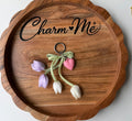 Tulip Ribbon/Heart Keychain