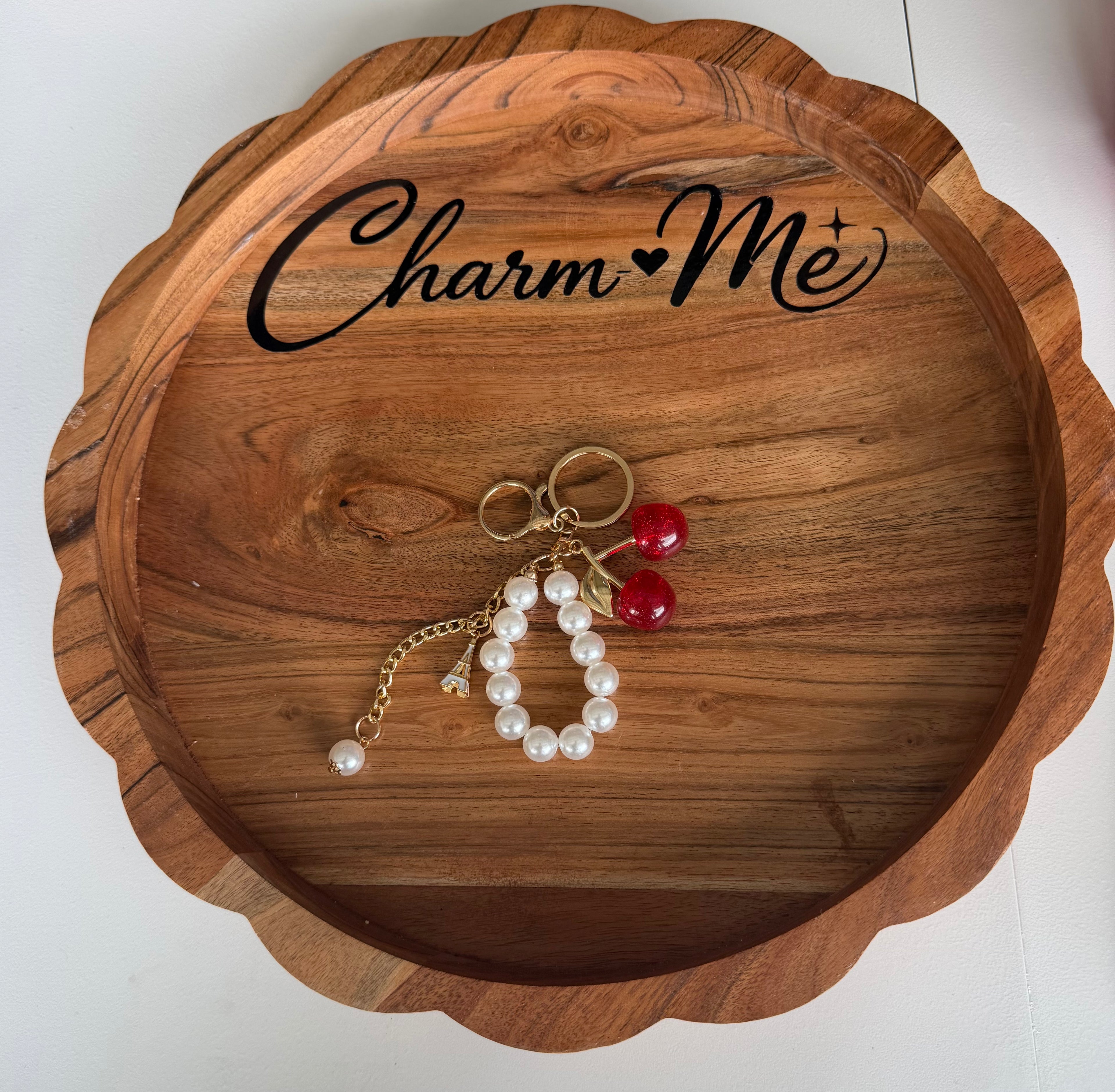 Pearl / Cherry Charms Keychain
