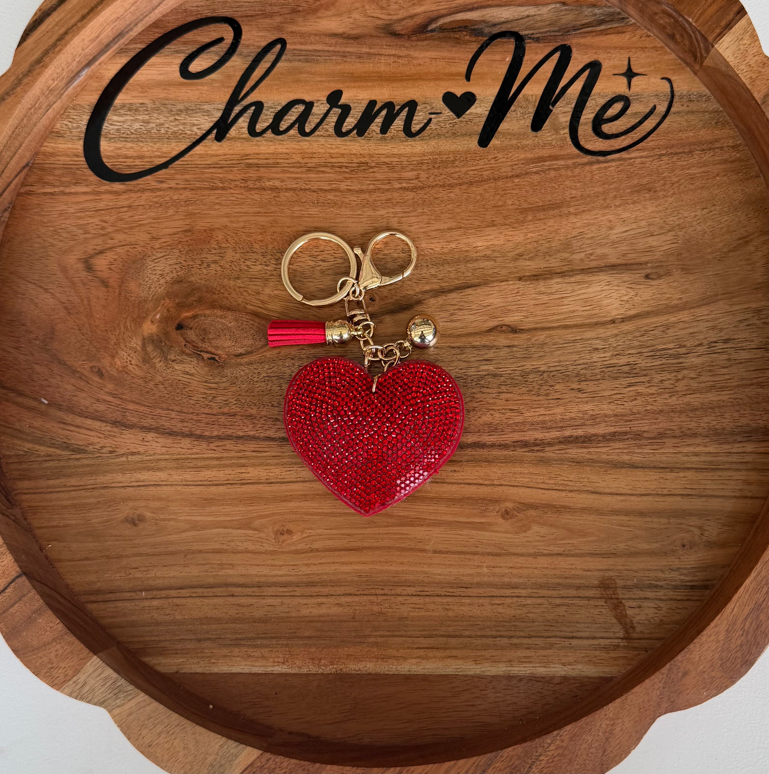 Rhinestone Heart Keychain